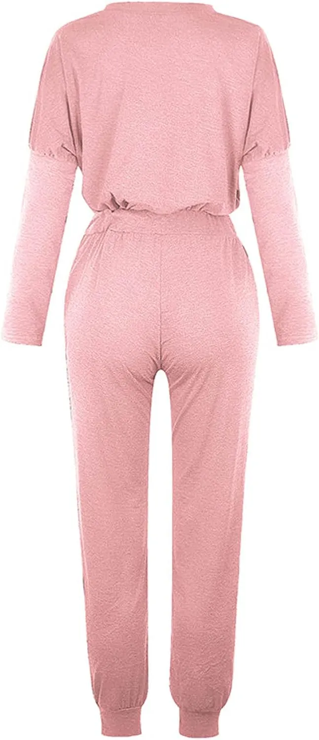 2 Piece Outfits for Women Sweatsuit Long Sleeve Pullover Top with Jogger Sweatpants Fall Fashion Loungewear Set