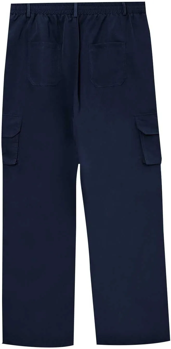 ADHOWBEW Tactical Pants Men Elastic Waist Pockets Relaxed Fit Work Construction Big and Tall Joggers