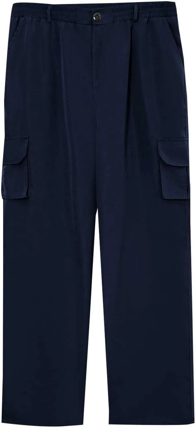 ADHOWBEW Tactical Pants Men Elastic Waist Pockets Relaxed Fit Work Construction Big and Tall Joggers