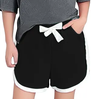 Athletic Shorts for Girls Adjustable Drawstring Lightweight Breathable Running Shorts Summer Youth Cycling Pants