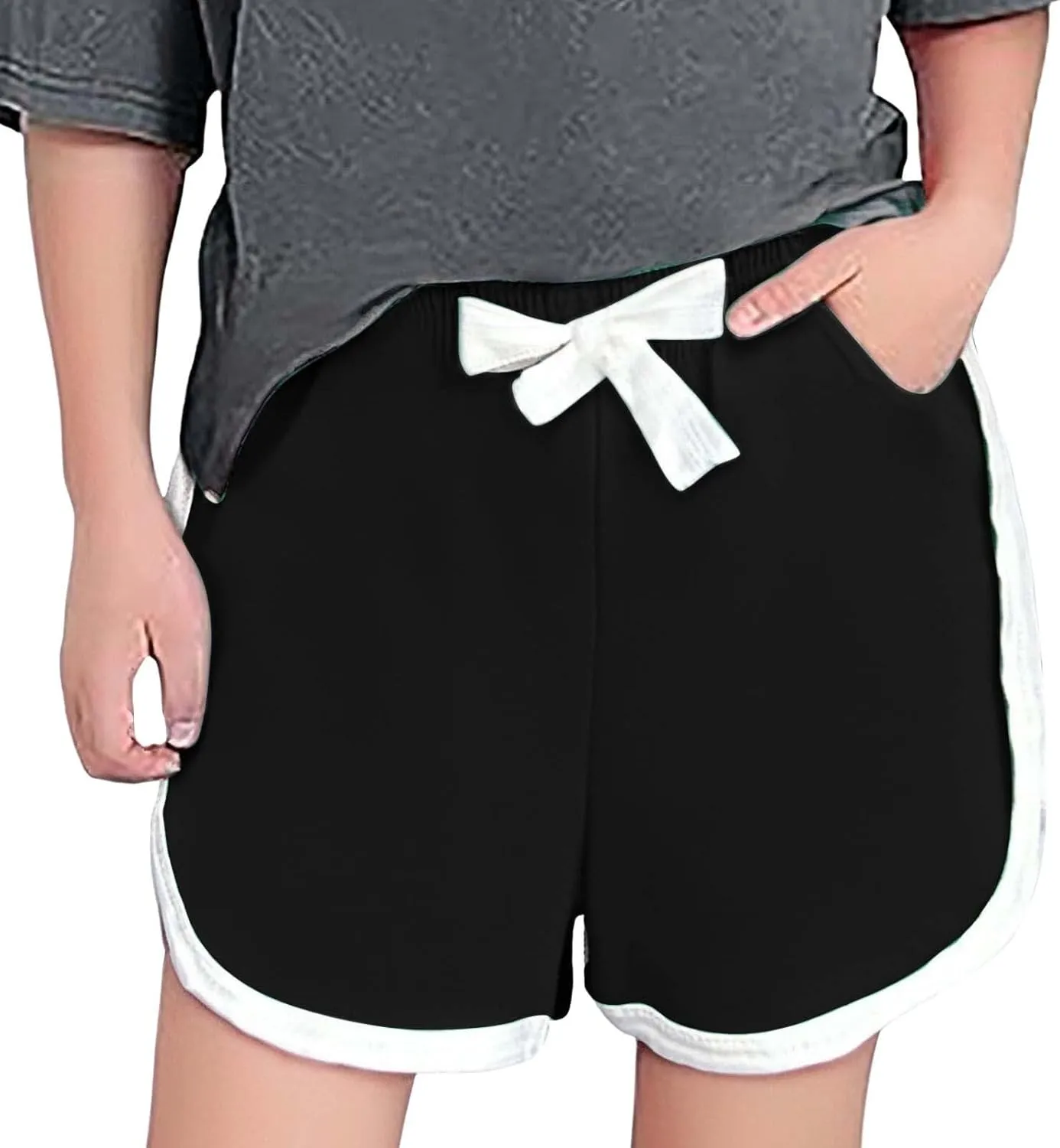Athletic Shorts for Girls Adjustable Drawstring Lightweight Breathable Running Shorts Summer Youth Cycling Pants