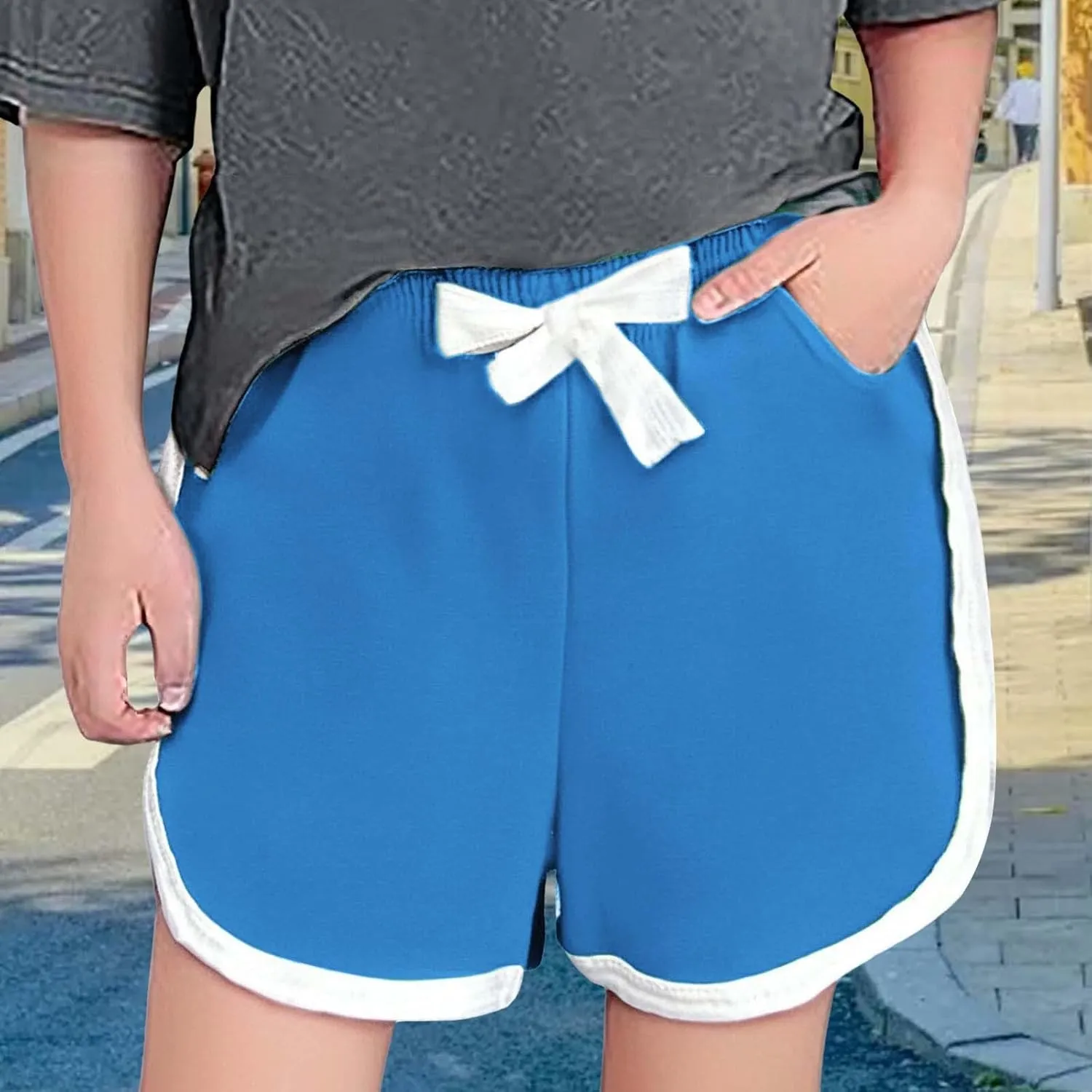 Athletic Shorts for Girls Adjustable Drawstring Lightweight Breathable Running Shorts Summer Youth Cycling Pants