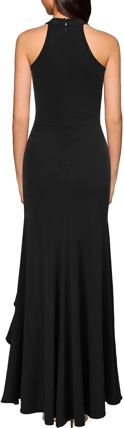 BAXLIMEK Cocktail Dresses for Women,2025 Elegant Bodycon One Shoulder Long Formal Dress,Trendy Sexy Ruffle Slit Party Dress
