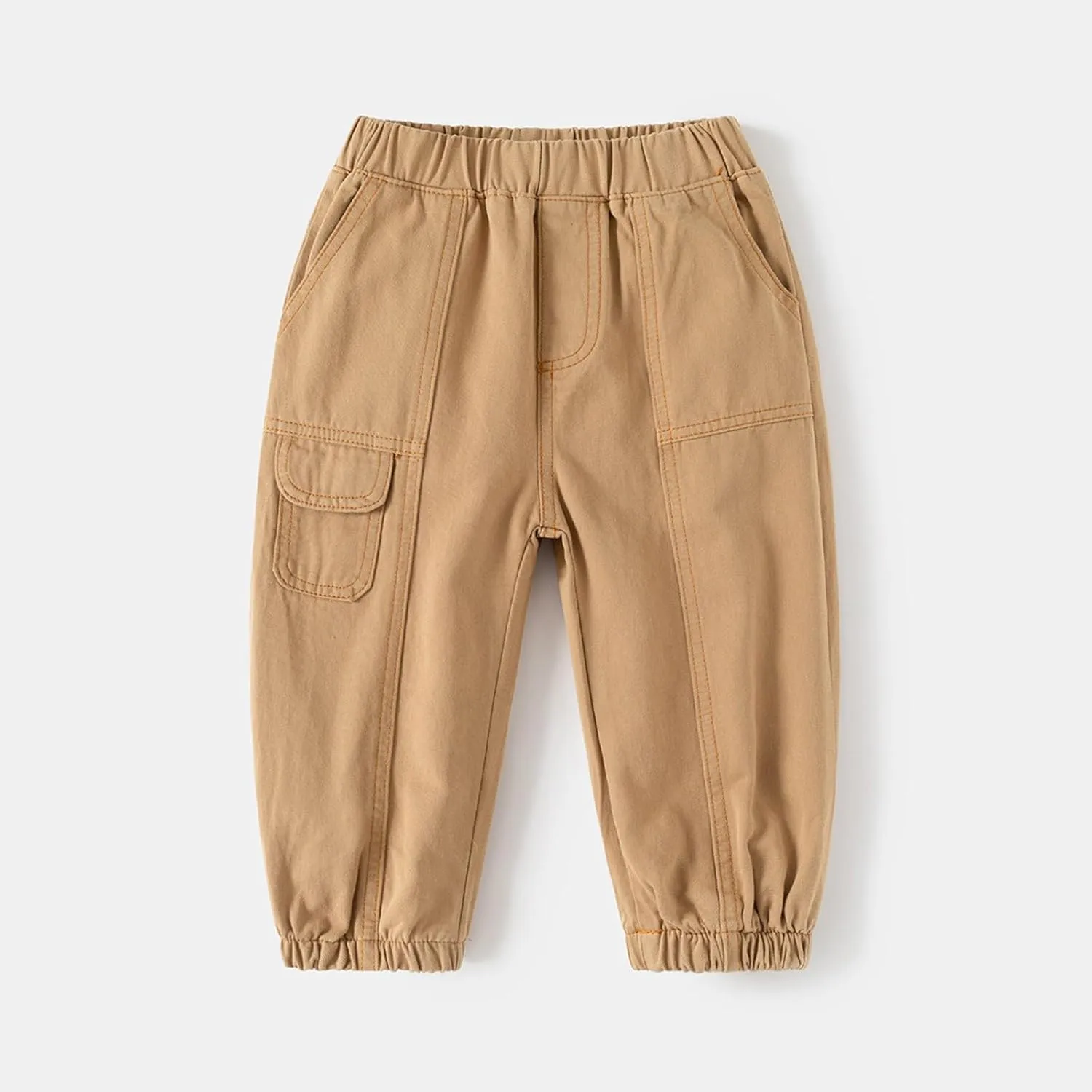 Boys Wide Leg Cargo Baggy Pants Pull On Elastic Waist Twill Baggy Joggers Casual Loose Hiking Sport Thick Pants