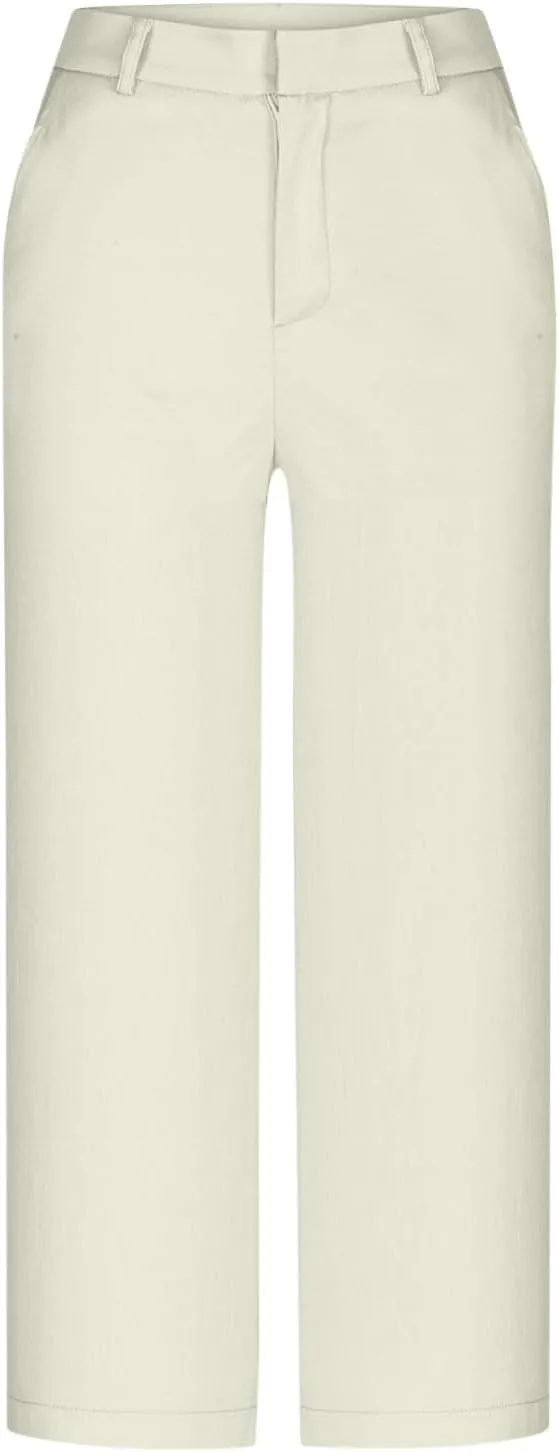 Capri Pants for Women High Waisted Wide Leg Lounge Capris Stretch Trendy Work Business Cropped Trousers