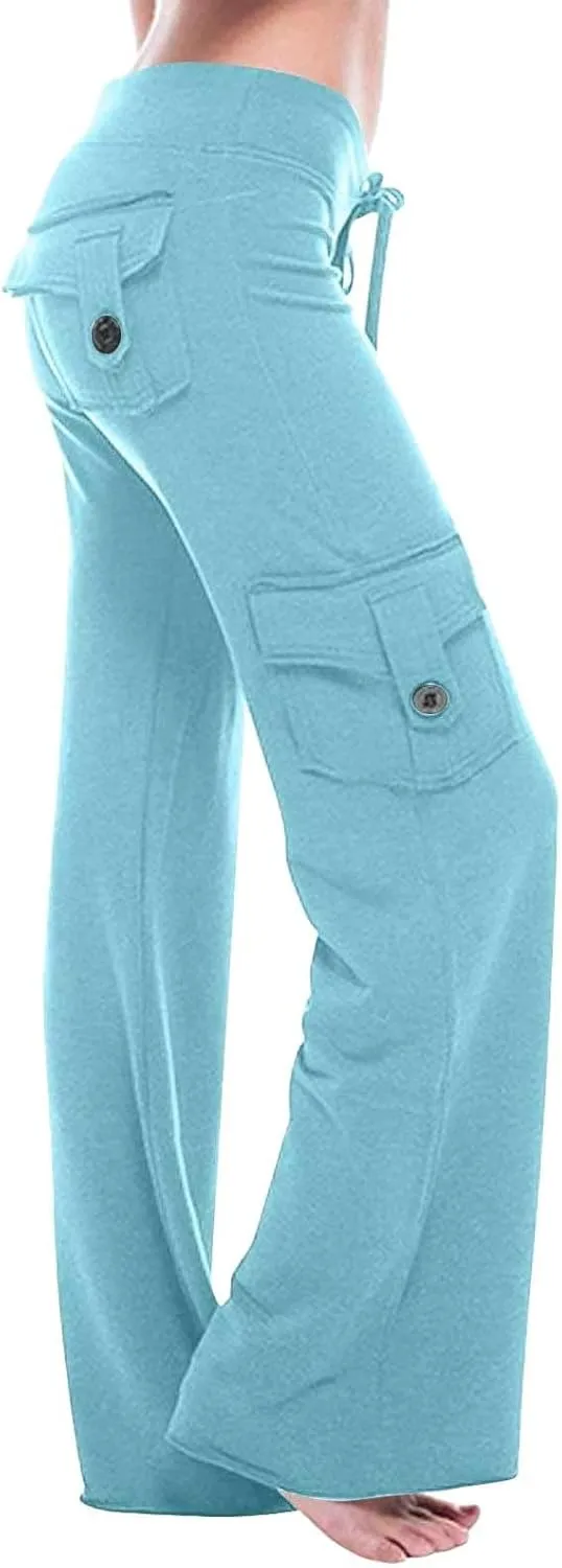 Cargo Pants for Women High Waisted Casual Pants Wide Leg Cargo Pants with Pockets Baggy Bootcut Trousers
