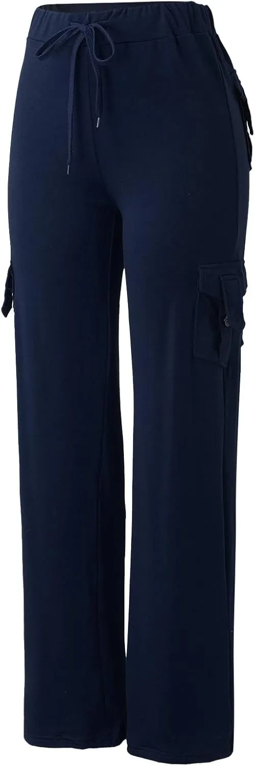 Cargo Pants for Women High Waisted Casual Pants Wide Leg Cargo Pants with Pockets Baggy Bootcut Trousers