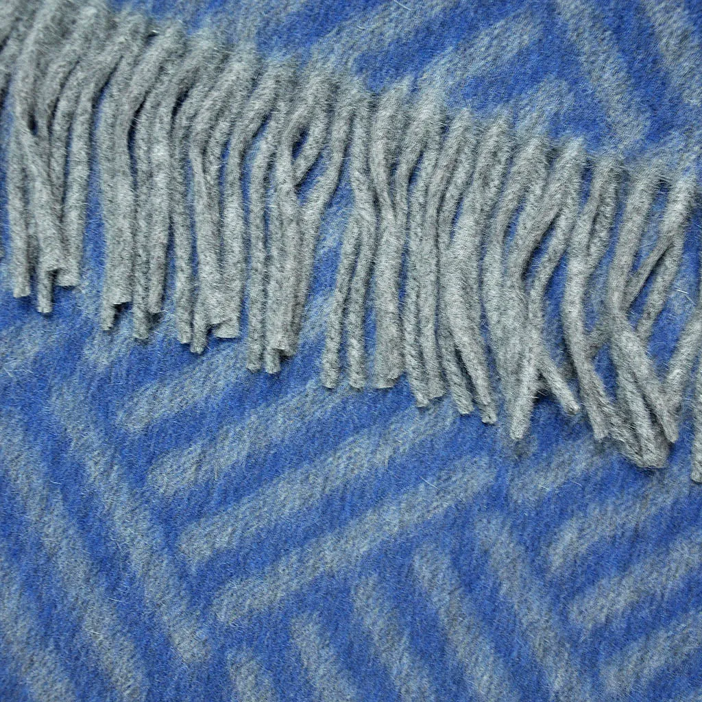 Colour Panels & Geo's Wool Scarf in Blues & Greys