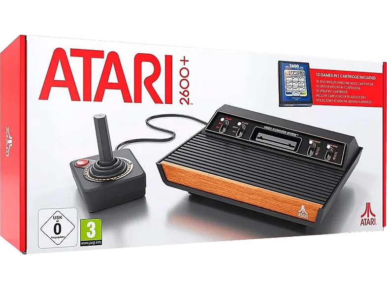 Consola retro - Atari 2600 , 10 juegos, Negro