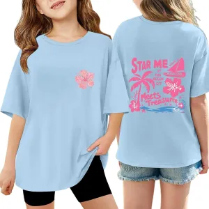 Cute Preppy Clothes for Teen Girls Shirts 2025 Letter Print Graphic Tees Summer Round Neck Short Sleeved Tops