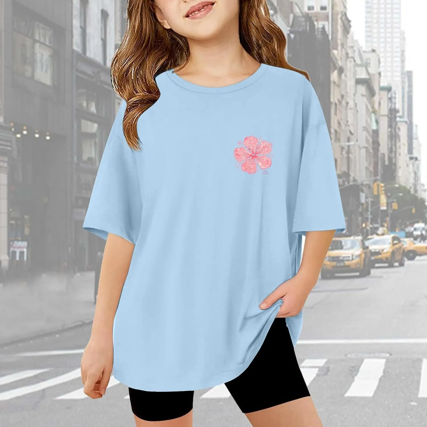 Cute Preppy Clothes for Teen Girls Shirts 2025 Letter Print Graphic Tees Summer Round Neck Short Sleeved Tops