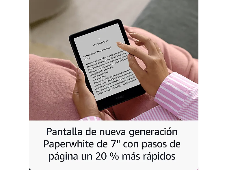 eBook - Amazon Kindle Paperwhite Signature Edition, 7", 32 GB, 300 ppi, Luz frontal autorregulable, Autonomía de semanas, Negro metalizado