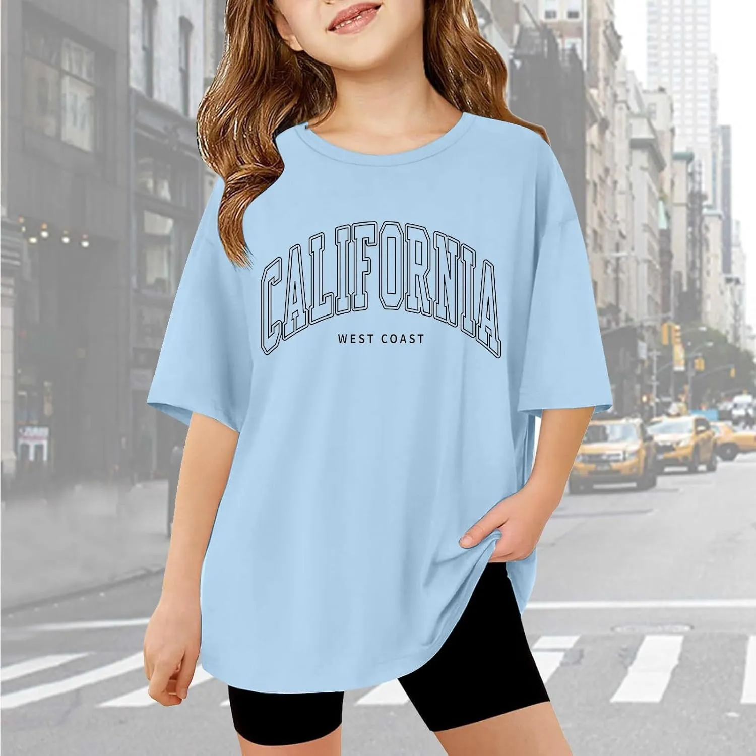 Girls Casual Short Sleeve Graphic T Shirts Kids Summer Tops Vintage Crewneck Loose Basic Tees 5-14 Years