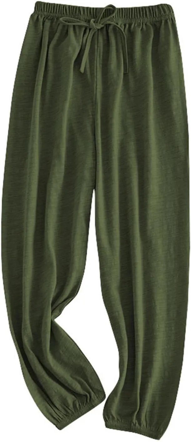 Girls Cotton Linen Jogger Pants Wide Leg Baggy Solid Color Elastic Waist Trousers Flowy Casual Loose Pants Clothes