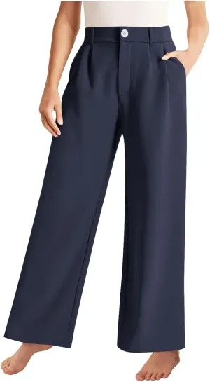 Girls' Dress Pants High Waisted Wide Leg Pants Kids Formal Uniform Pants Long Trousers Cute Preppy Clothes for Teens