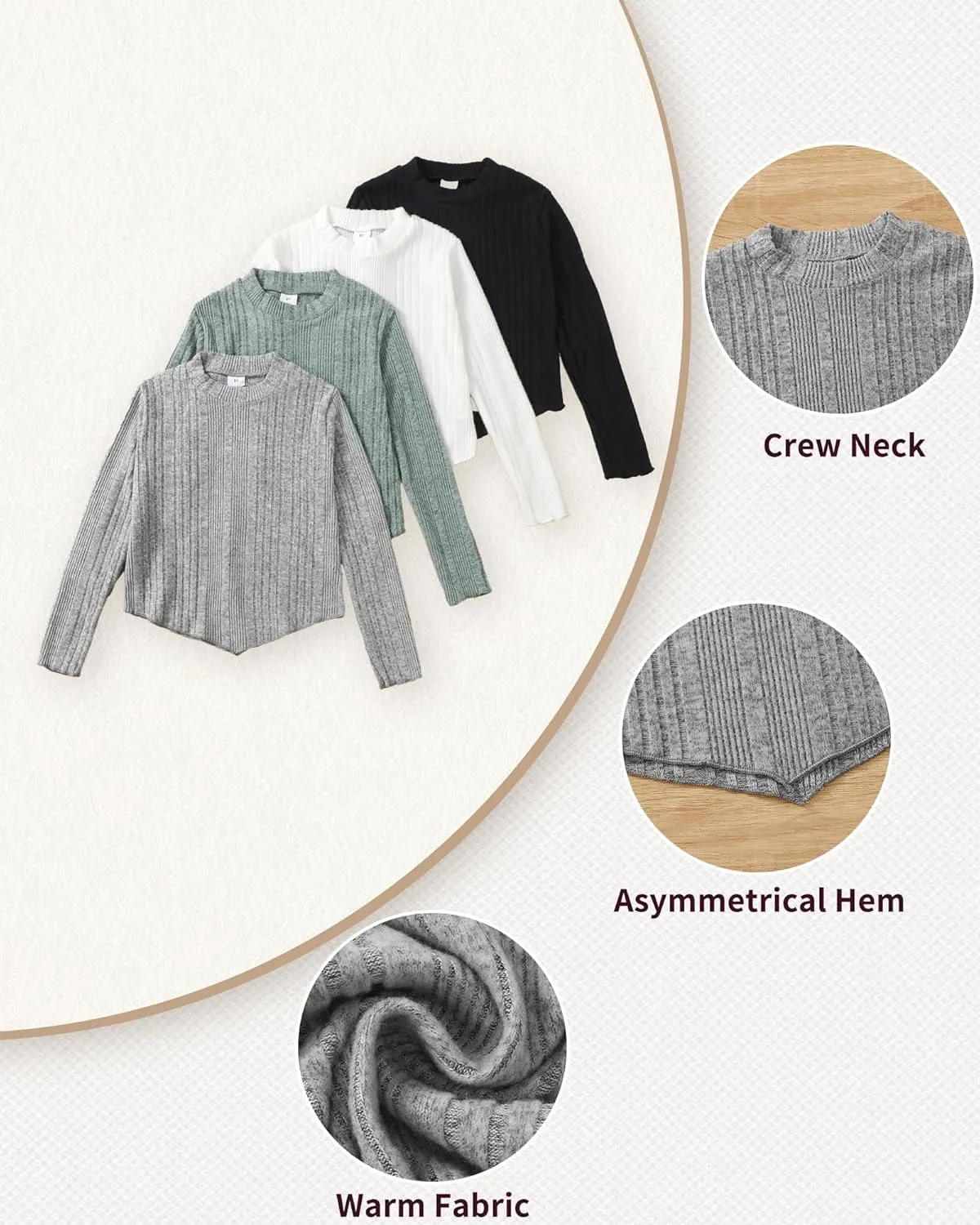 Girls Long Sleeve T Shirts Pack Tween Kids Fall Winter Outfits Teen Clothes Girl Tee Tops