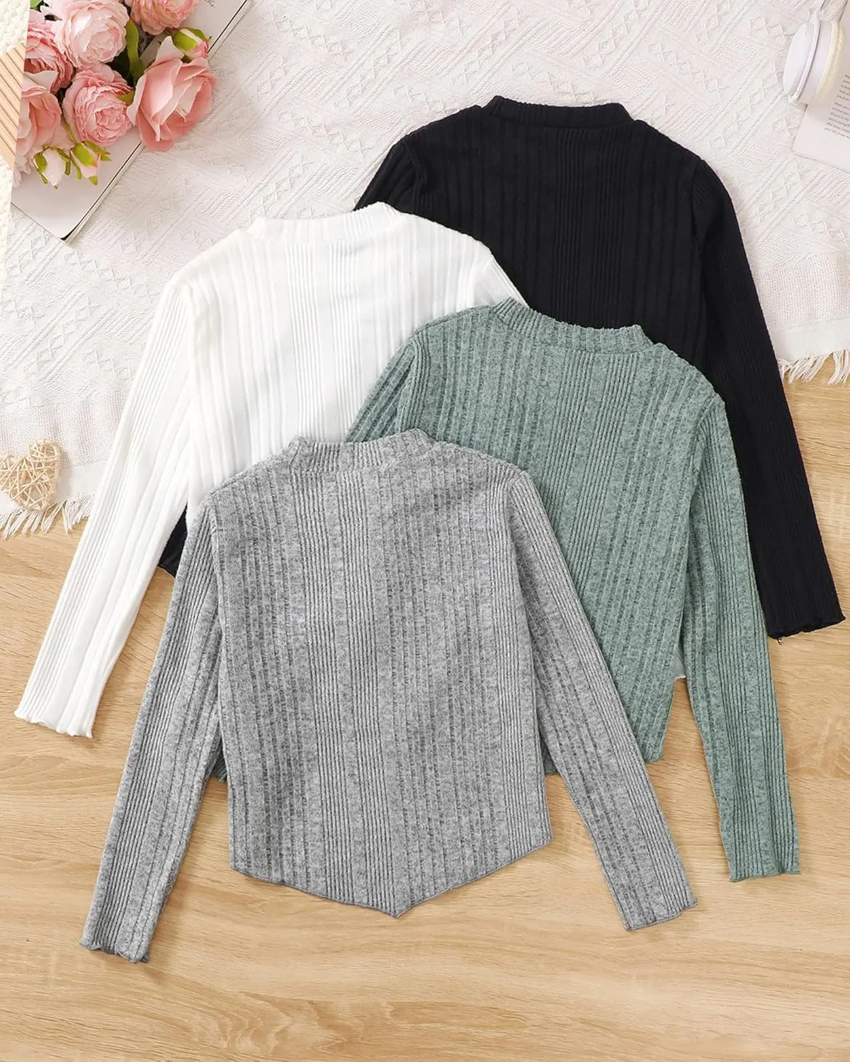 Girls Long Sleeve T Shirts Pack Tween Kids Fall Winter Outfits Teen Clothes Girl Tee Tops