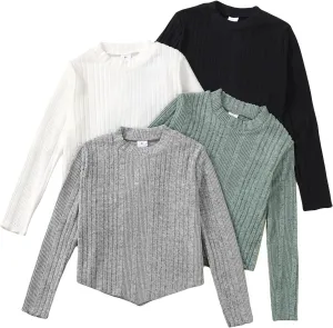 Girls Long Sleeve T Shirts Pack Tween Kids Fall Winter Outfits Teen Clothes Girl Tee Tops