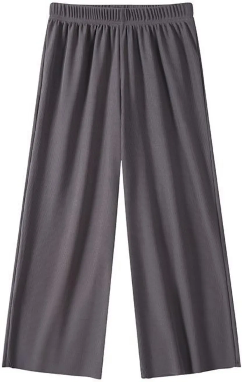 Girls Straight Wide Leg Pants Lightweight Thin Flowy Trousers High Elastic Waist Casual Loose Solid Color Clothes