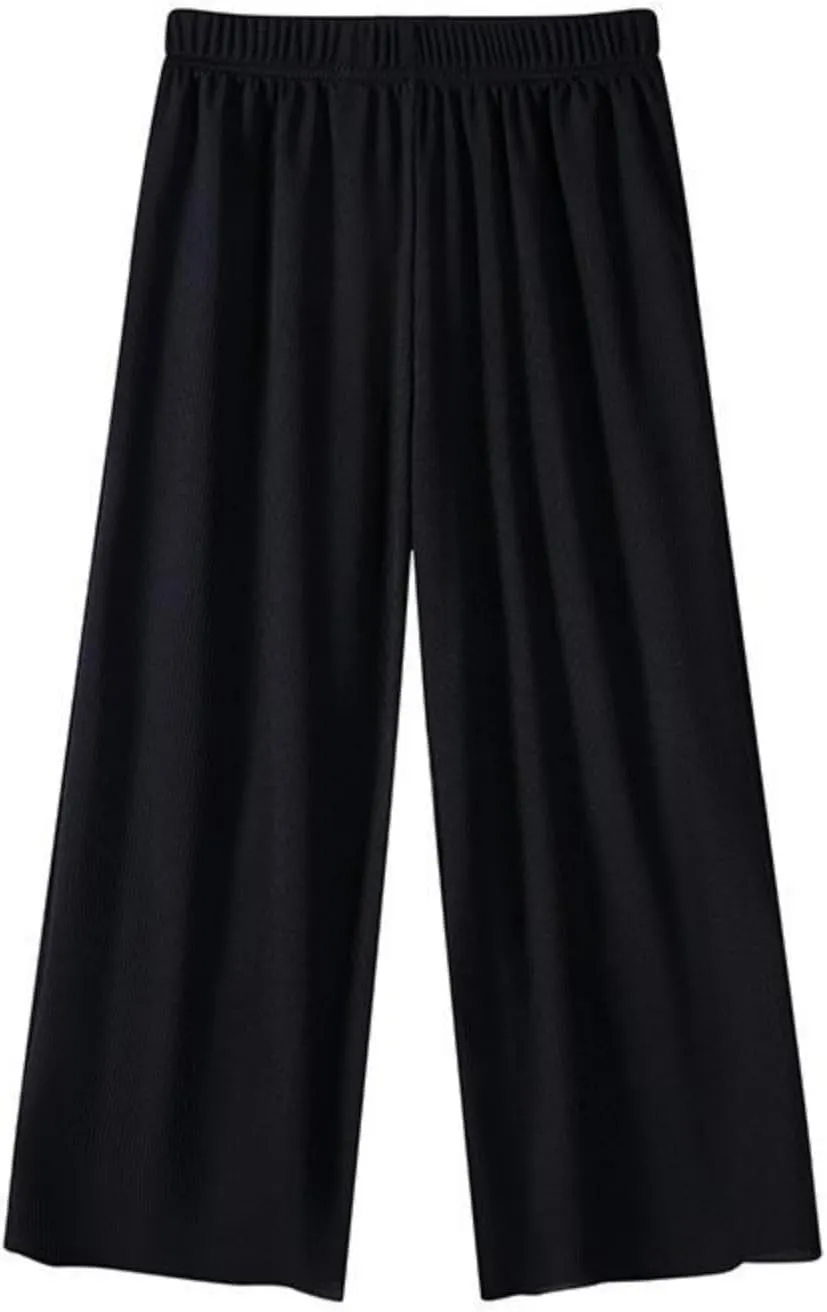Girls Straight Wide Leg Pants Lightweight Thin Flowy Trousers High Elastic Waist Casual Loose Solid Color Clothes