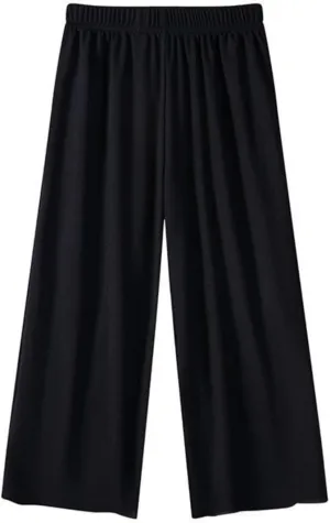 Girls Straight Wide Leg Pants Lightweight Thin Flowy Trousers High Elastic Waist Casual Loose Solid Color Clothes