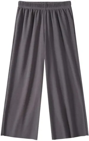 Girls Straight Wide Leg Pants Lightweight Thin Flowy Trousers High Elastic Waist Casual Loose Solid Color Clothes