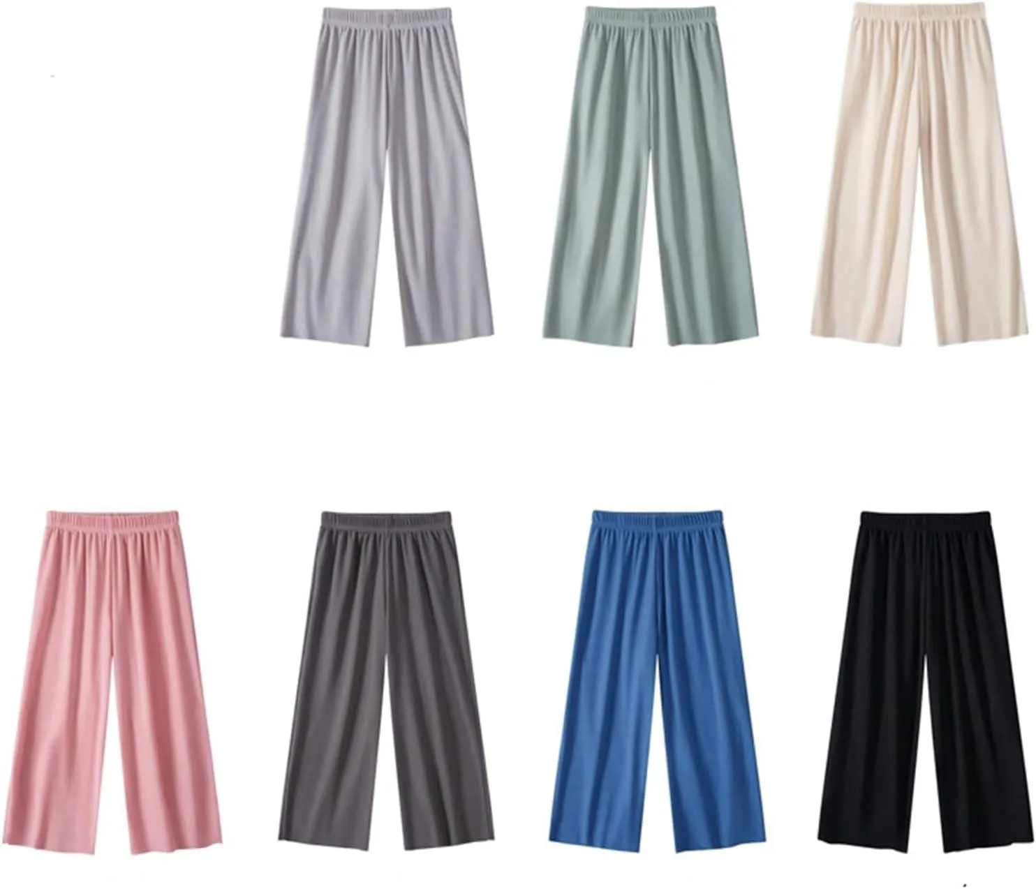 Girls Straight Wide Leg Pants Lightweight Thin Flowy Trousers High Elastic Waist Casual Loose Solid Color Clothes