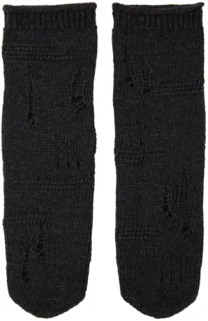 Helmut Lang Grey Distressed Socks