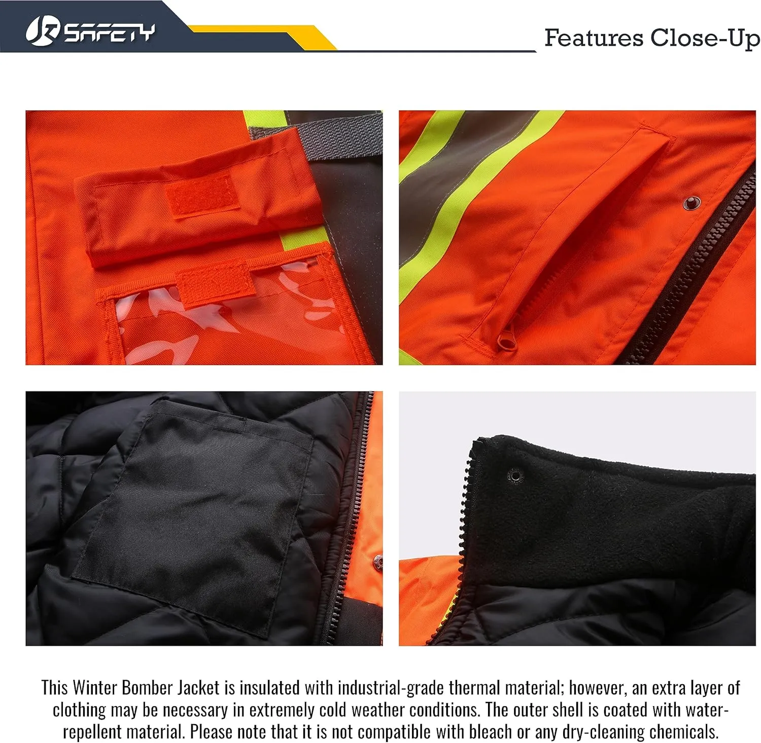 JKSafety Hi-Vis Winter Safety Bomber Jacket for men and women | Winter Safety Jacket Durable and Waterproof | Construction Work Jacket for Winter | Cold Weather PPE | ANSI Class 3 (116-OBlk XXL)