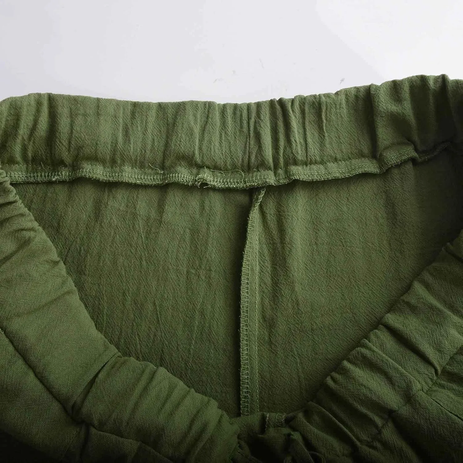 Linen Pants Men Casual Lightweight Loose Summer Beach Pant Elastic Waist Drawstring Wide Leg Yoga Trouser with Pocket