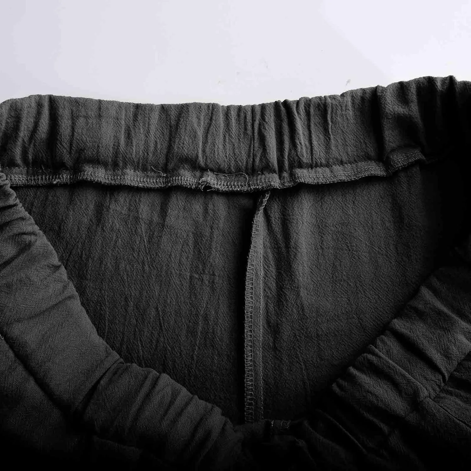 Linen Pants Men Casual Lightweight Loose Summer Beach Pant Elastic Waist Drawstring Wide Leg Yoga Trouser with Pocket