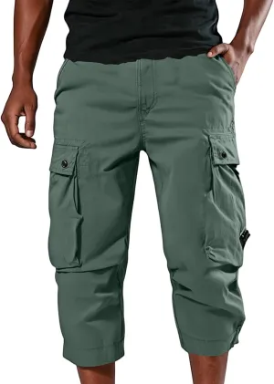 Men's Cargo Pants Construction Pockets Hiking Stretch Baggy Waterproof Sweatpants Trousers