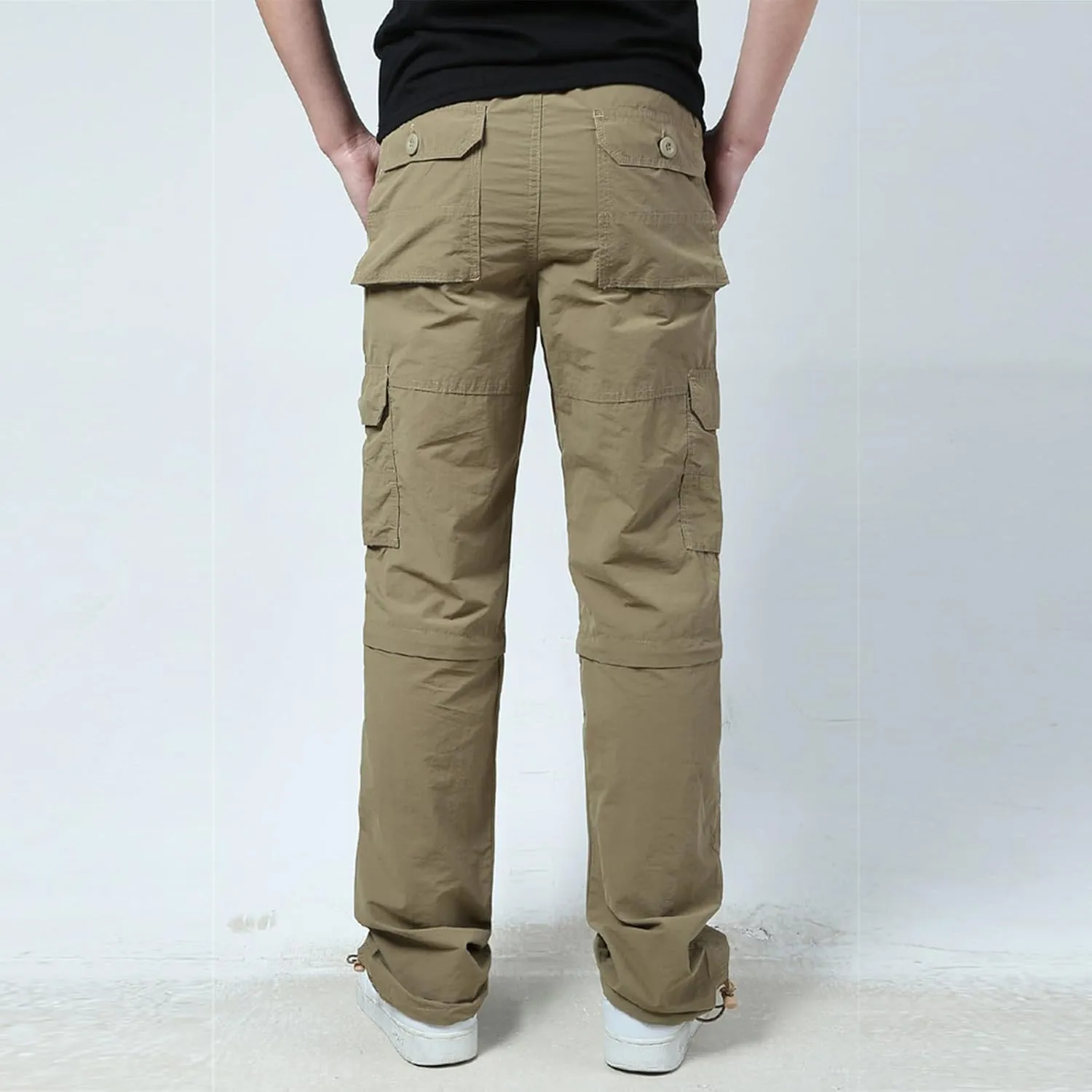 Men's Hiking Cargo Pants Utility Elastic Waist Pockets Quick Dry Relaxed Fit Tactical Pants Stretch Jogging Sweatpants