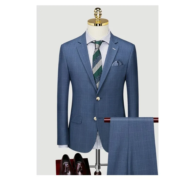 Men's Three Piece Suit Autumn Professional Formal Suit Plaid Bridegroom's Wedding Dress Business Customized Suit