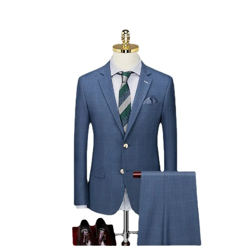Men's Three Piece Suit Autumn Professional Formal Suit Plaid Bridegroom's Wedding Dress Business Customized Suit