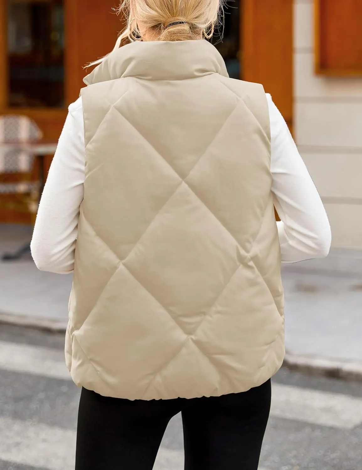 MEROKEETY Womens 2025 Puffer Vest Sleeveless Zip Up Quilted Coat Stand Collar Gilet Jacket With Pockets