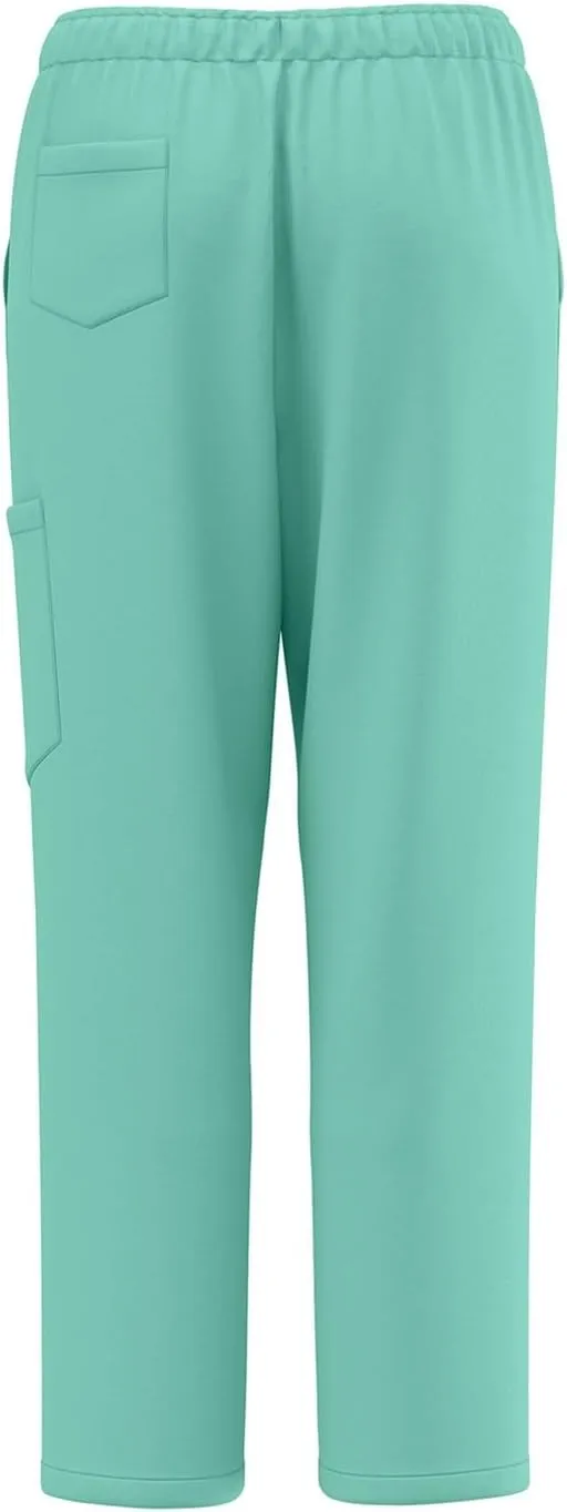 Scrub Suit Set for Women Nursing Uniforms Set V-Neck Scrub Tops with Pockets & Cargo Pant Top & Tapered Leg Jogger Pants