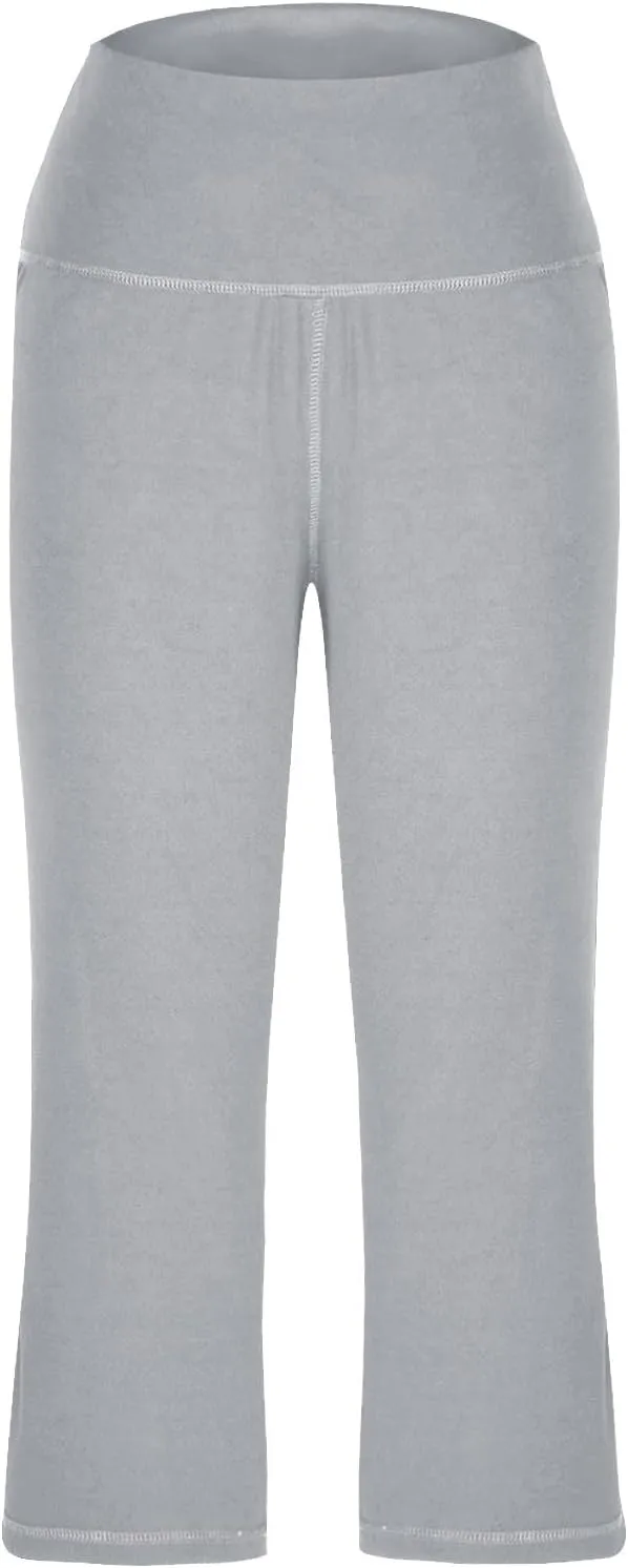SMIDOW Capri Yoga Pants for Women Dressy Casual Soft High Waisted Tummy Control Leggings with Pockets Workout Gym Outfits