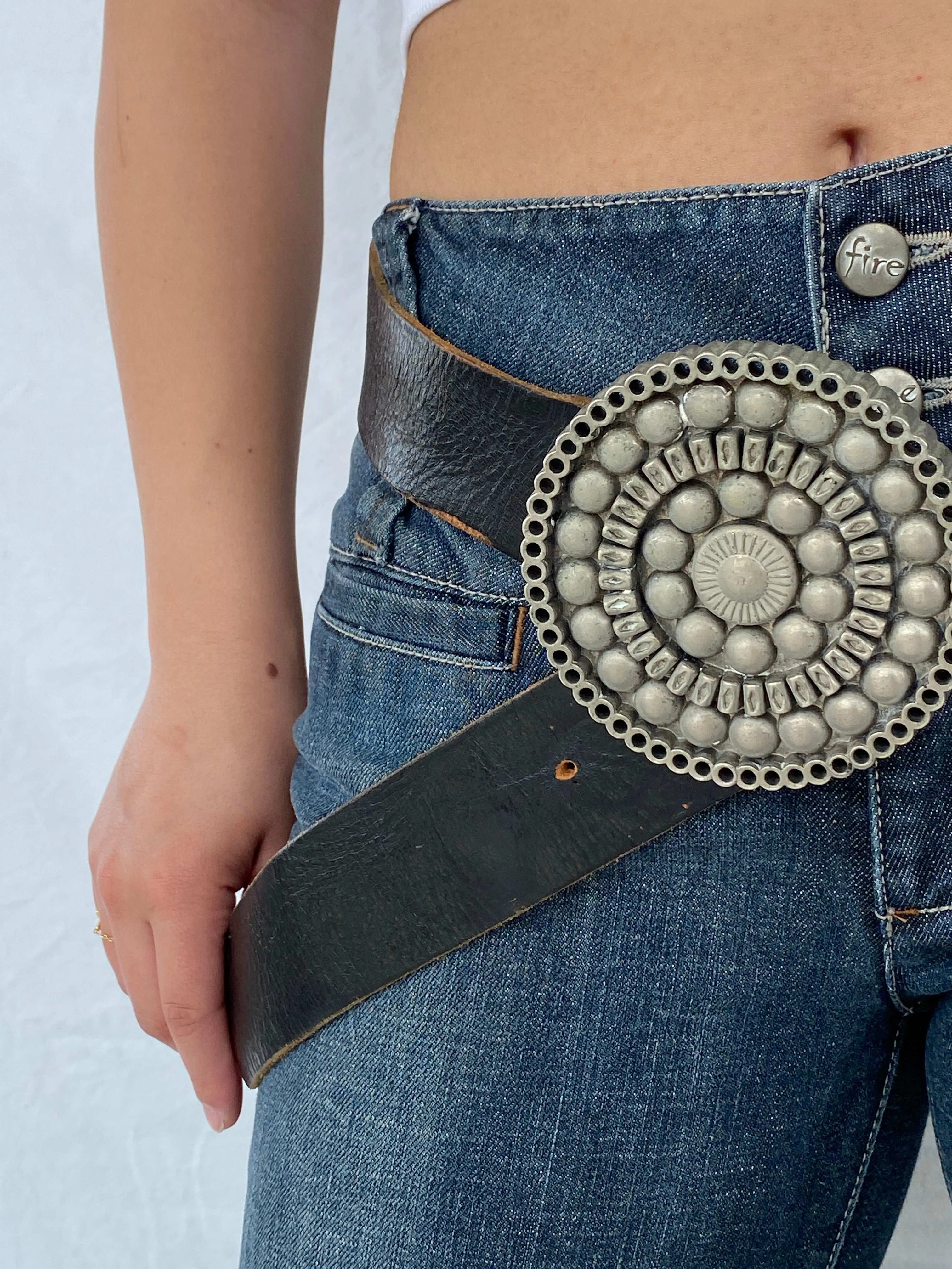 Statement Buckled Vintage Y2K Genuine Leather Belt