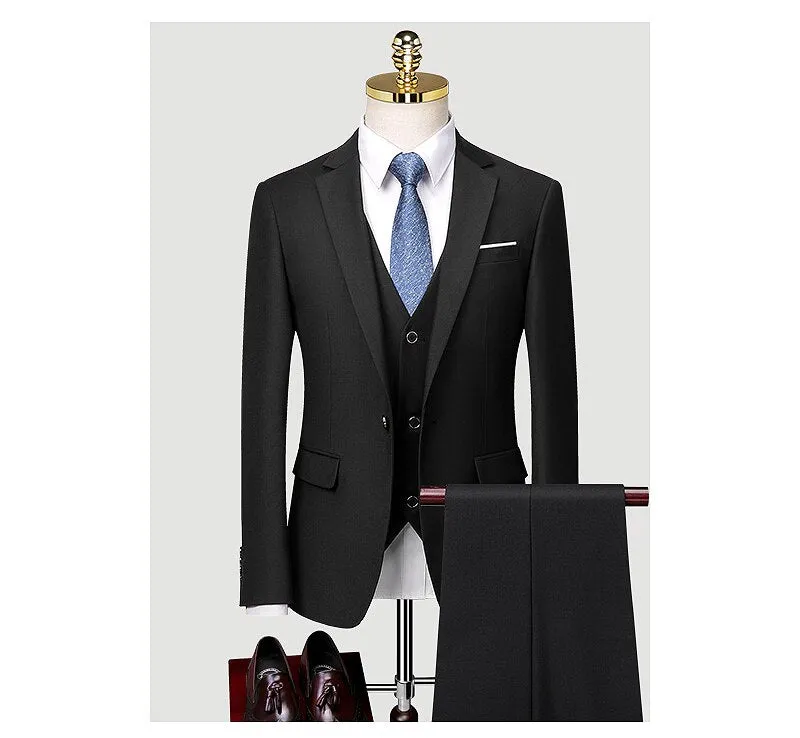 Suit Men's Wedding Dress Korean Version Slim Professional Formal Groomsman Dress Small Suit Three Piece Men's Suit