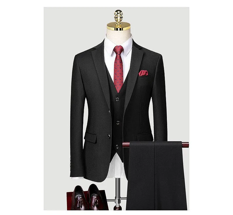 Suit Men's Wedding Dress Korean Version Slim Professional Formal Groomsman Dress Small Suit Three Piece Men's Suit