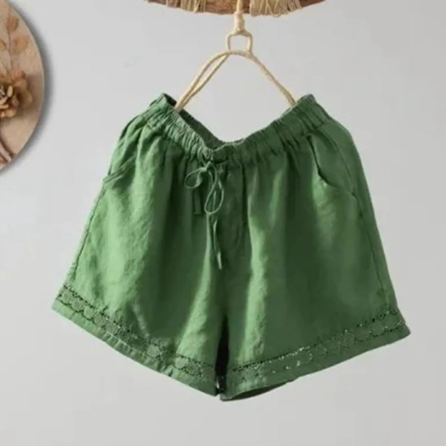 Summer Beach Shorts for Women High Waisted Flowy Lounge Shorts Drawstring Wide Leg Short Linen Pants Cruise Outfits