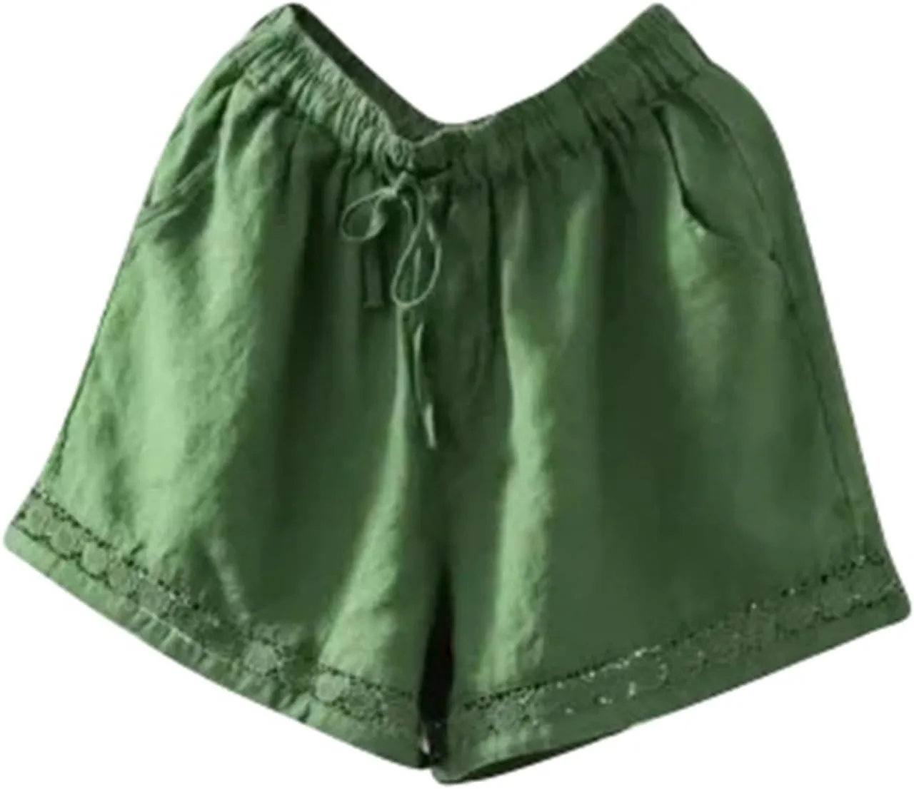Summer Beach Shorts for Women High Waisted Flowy Lounge Shorts Drawstring Wide Leg Short Linen Pants Cruise Outfits
