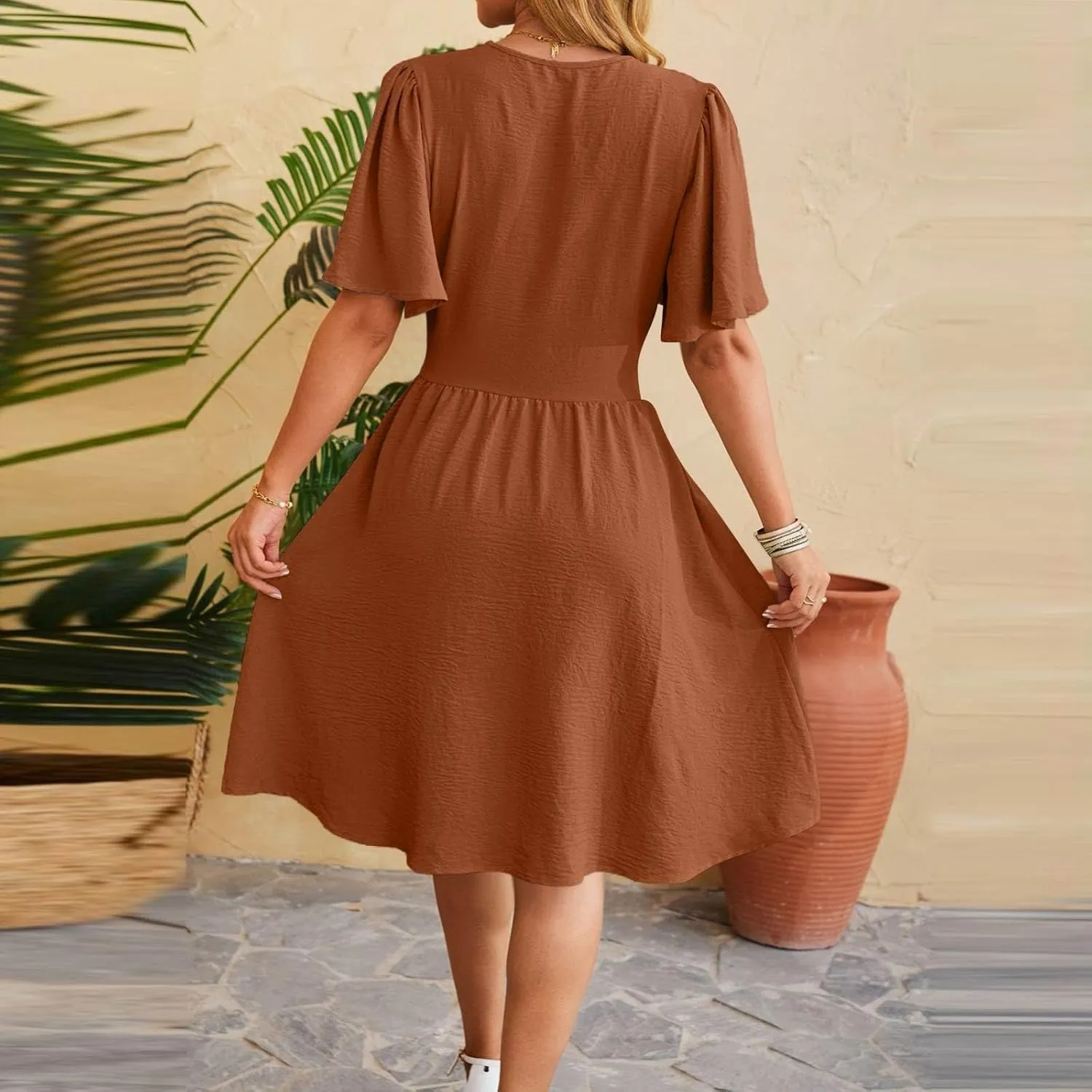 Summer Dresses for Women 2025 Sexy Date Night Cinched Waist Garden Party Concert Mini Brunch Trendy Short Sleeve Dress