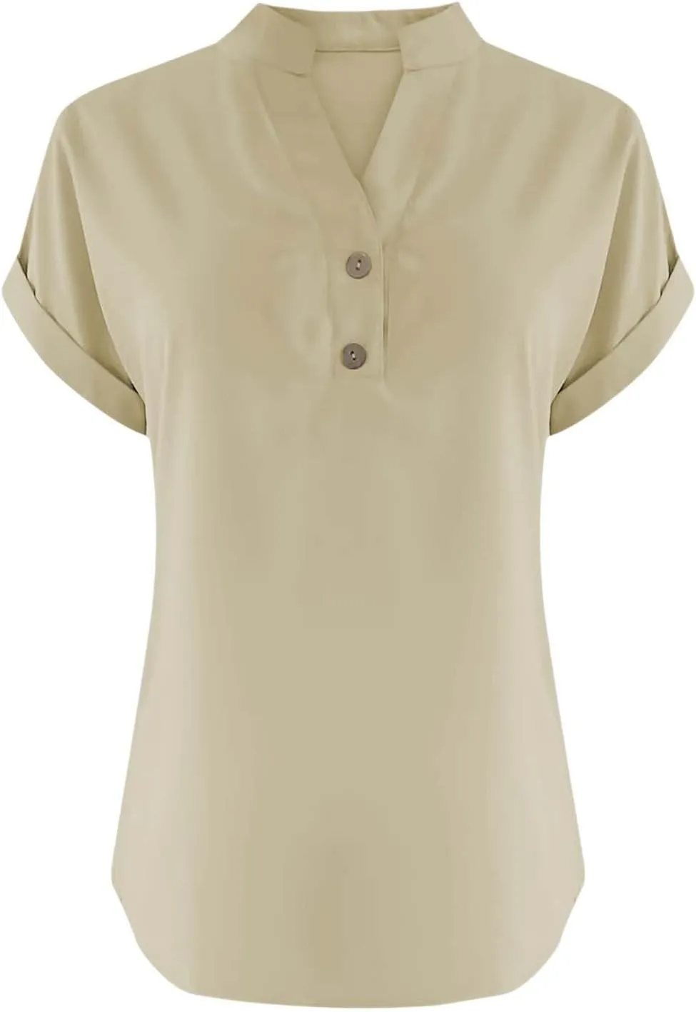 Summer Tops for Women 2025 Trendy Short Sleeve Cotton Linen Shirt Casual Button v Neck Tunic Blouses Outfits