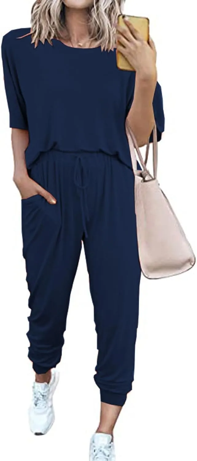 Sweatsuit Set for Women 2024 Fall Two Piece Tracksuit Long Sleeve Crew Neck Jogging Suits Loose Fit Workout Clothes