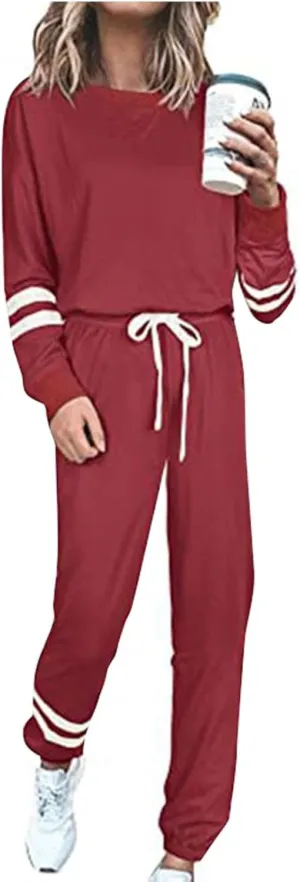 Sweatsuit Set for Women 2024 Fall Two Piece Tracksuit Long Sleeve Crew Neck Jogging Suits Loose Fit Workout Clothes