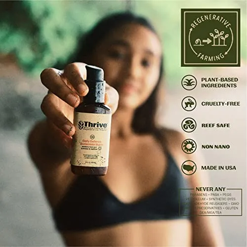 Thrive Natural Mineral Face Sunscreen SPF 30 – Lightweight Moisturizer Broad-Spectrum Natural Face Sunblock with Clear Zinc Oxide & Antioxidants – Vegan Made in USA Non Greasy