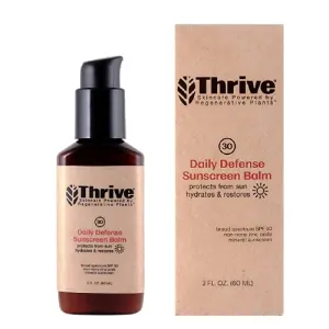 Thrive Natural Mineral Face Sunscreen SPF 30 – Lightweight Moisturizer Broad-Spectrum Natural Face Sunblock with Clear Zinc Oxide & Antioxidants – Vegan Made in USA Non Greasy