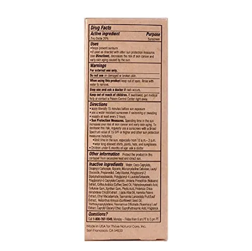 Thrive Natural Mineral Face Sunscreen SPF 30 – Lightweight Moisturizer Broad-Spectrum Natural Face Sunblock with Clear Zinc Oxide & Antioxidants – Vegan Made in USA Non Greasy
